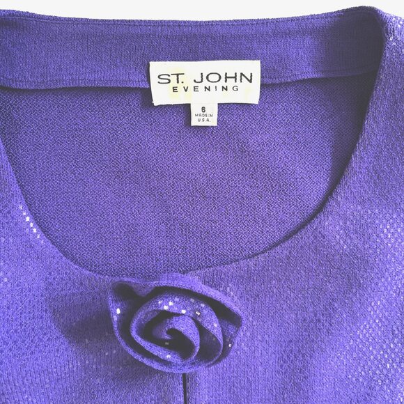 St. John Evening 2-Piece Sparkling Purple Dress & Jacket Set– Size 6 - Picture 3 of 8